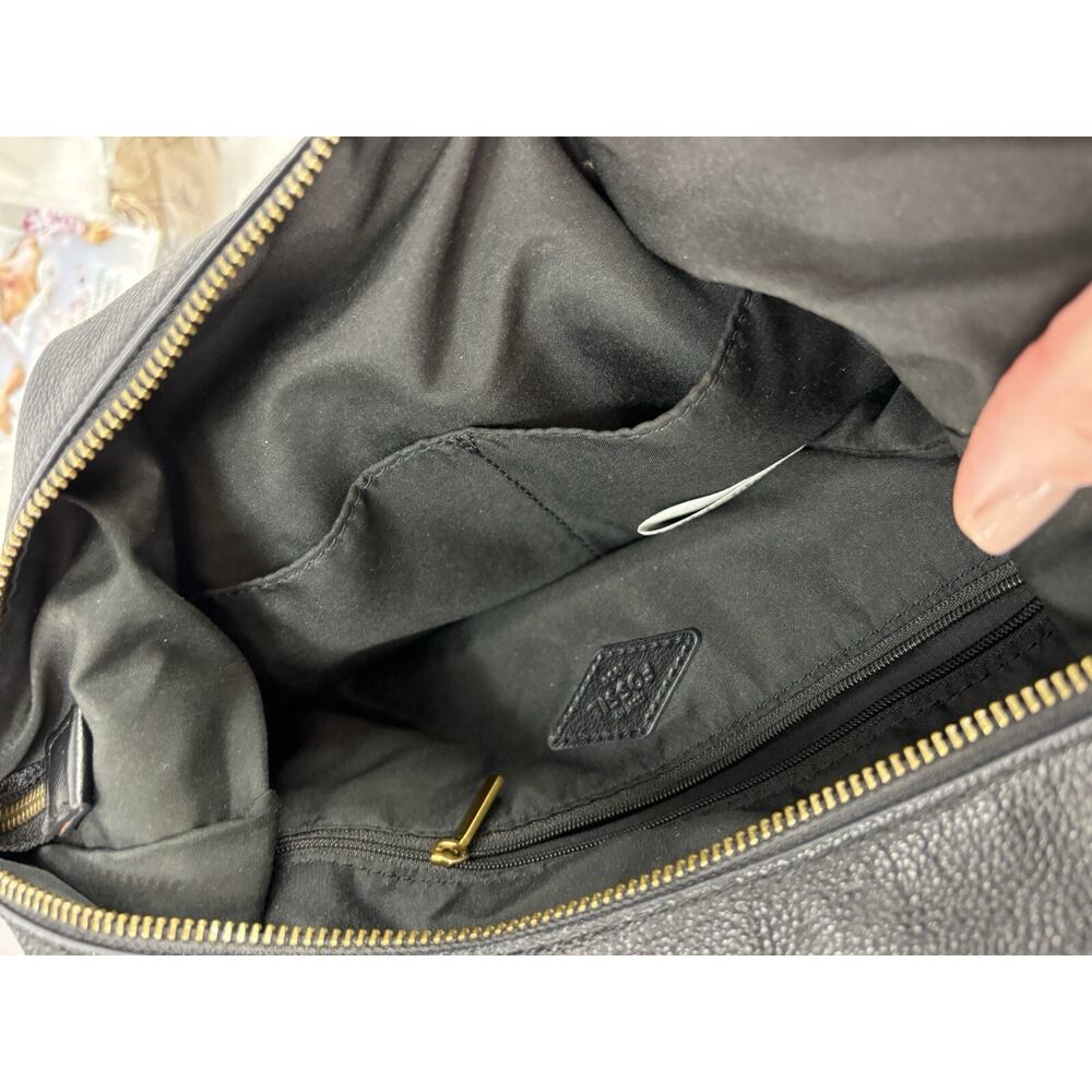 Fossil Black Leather Tote Bag Shoulder Purse Crossbody - Picture 12 of 16